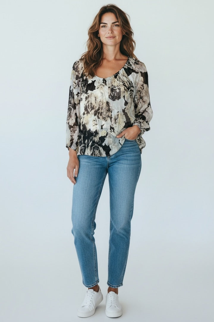 Black/cream/gold International Concepts Women-Tops, Large